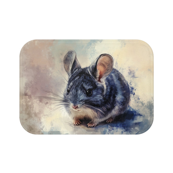 "Chinchilla Cutie Bath Mat: Artistic Comfort for Your Feet!"