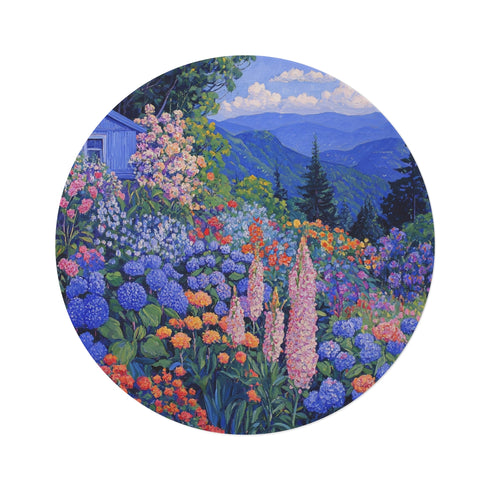 Chinoiserie Appalachian Flower Round Rug