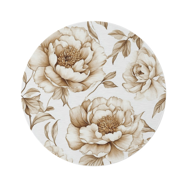 Chinoiserie Beige Watercolor Floral Rug