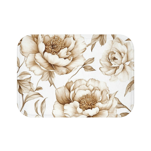 "Chinoiserie Floral Watercolor Bath Mat"