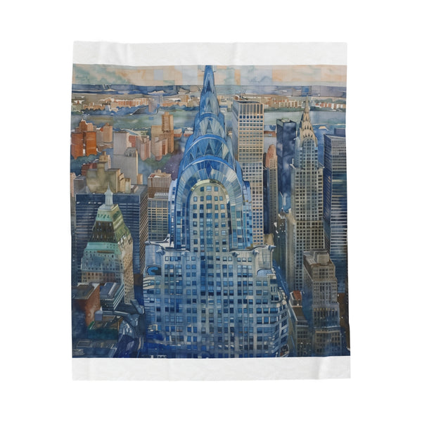 "Chrysler Building Watercolor Plush Blanket: Cozy Elegance for Your Home"