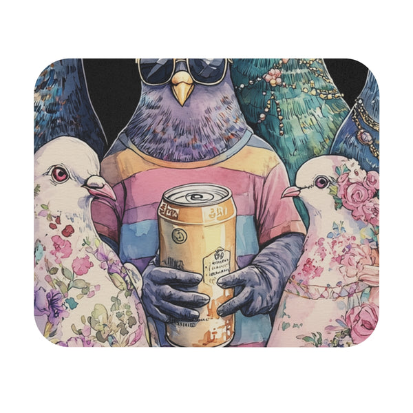 Chubby Pigeon Watercolor Mouse Pad
