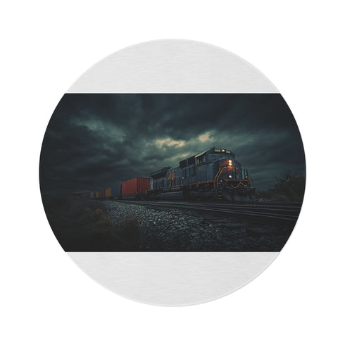 "Chug Along Train Round Rug"