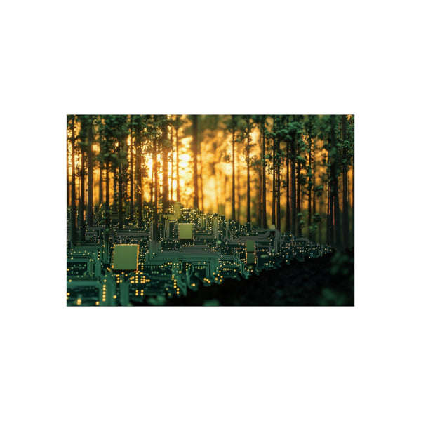 Circuit Board Forest Sunrise Art