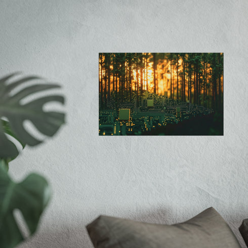 Circuit Board Forest Sunrise Art