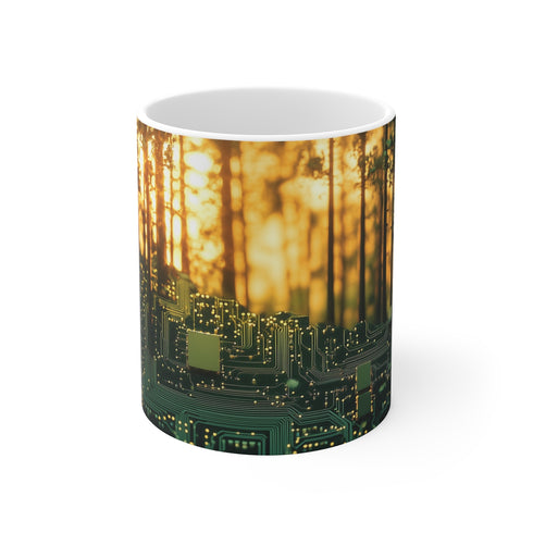 Circuit Board Sunrise Forest Mug