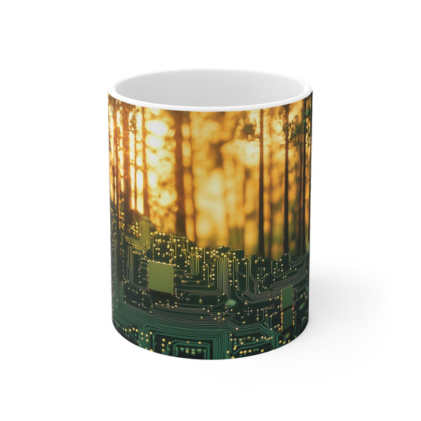 Circuit Board Sunrise Forest Mug
