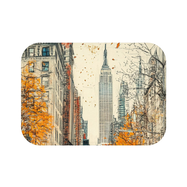 "City Buzz Bath Mat: Urban Chic Design"