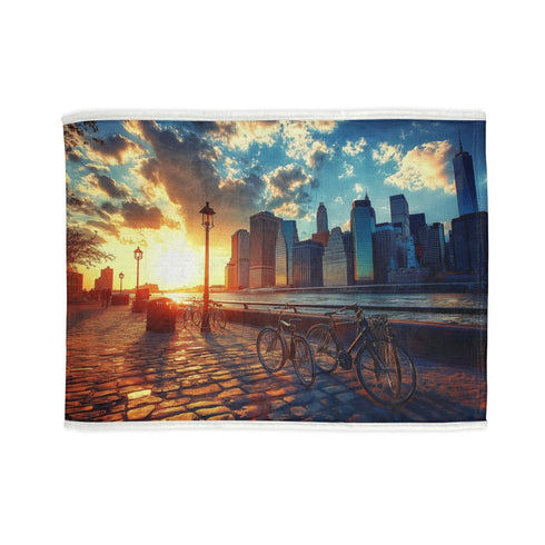"City Dreams Skyline Sunset Bedcover"
