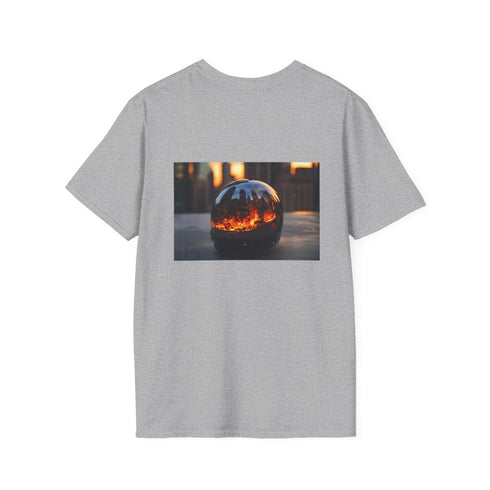 City on fire mirrored helmet.