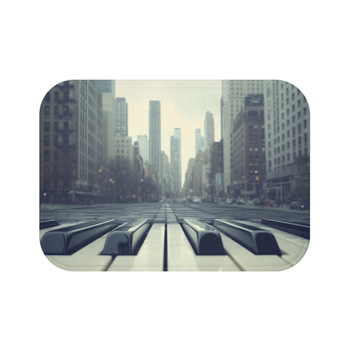 "City Skyline Piano Key Bathmat"
