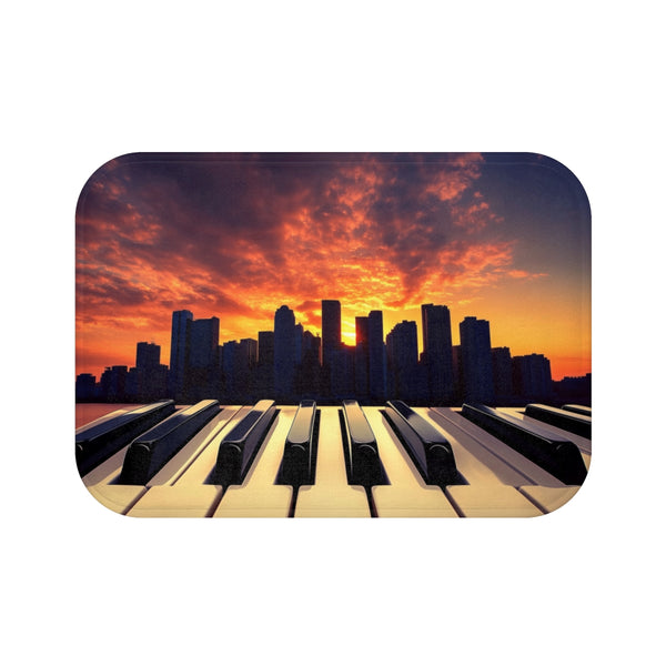 City Skyline Piano Keys Bath Mat