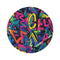 "City Streets Round Rug: Urban Graffiti Chic"