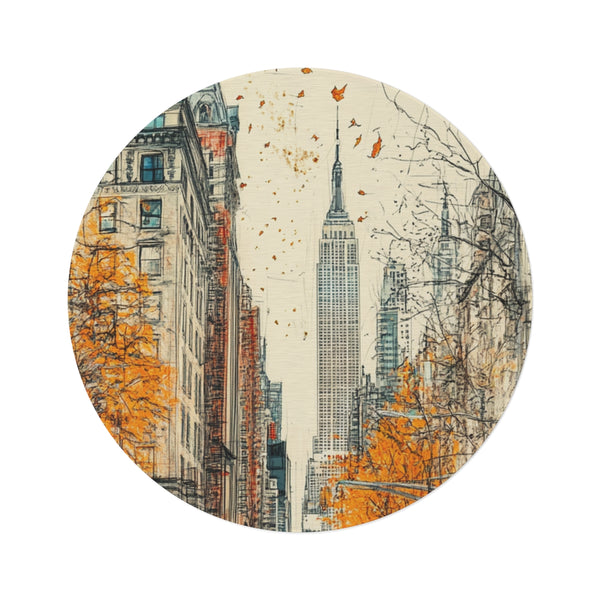 "Cityscape Round Rug: New York Vibes"