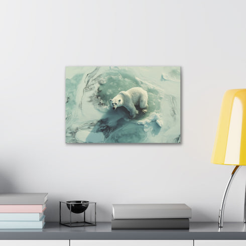 Climate Change: Polar Bear Canvas - Urgent, striking call to action art.