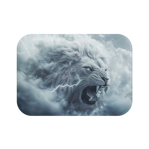 "Cloud and Lightning Lion Bathmat"