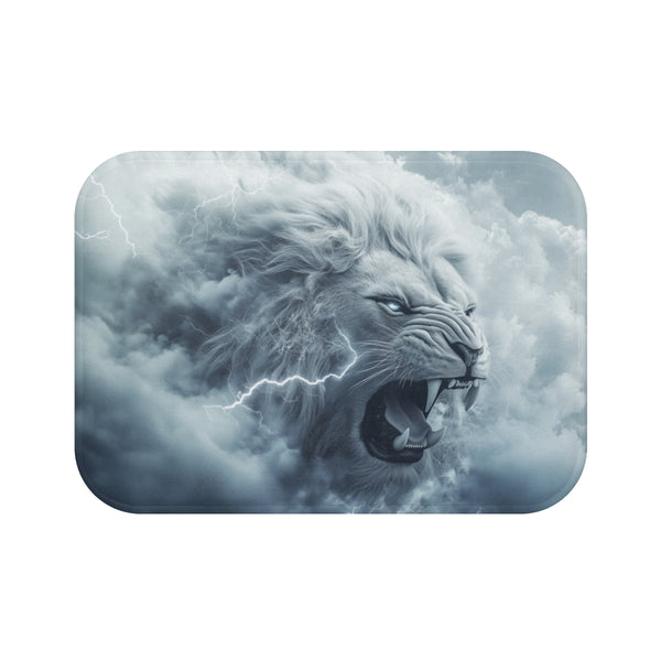 "Cloud and Lightning Lion Bathmat"