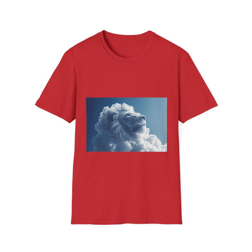 Cloud Shaped Like Giant Lion Graphic Unisex Softstyle T-Shirt - Red Variant