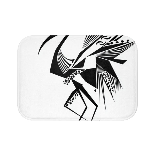 "Cloudscape White Abstract Bath Mat"