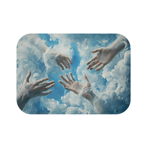 "Cloudy Sky Handprint Bath Mat"