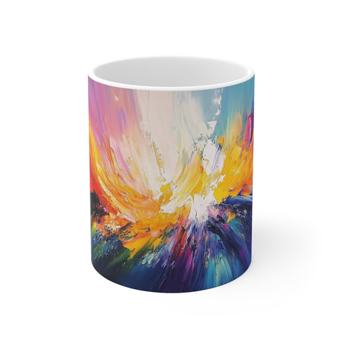 "Color Burst Abstract Mug - Vibrant Coffee"