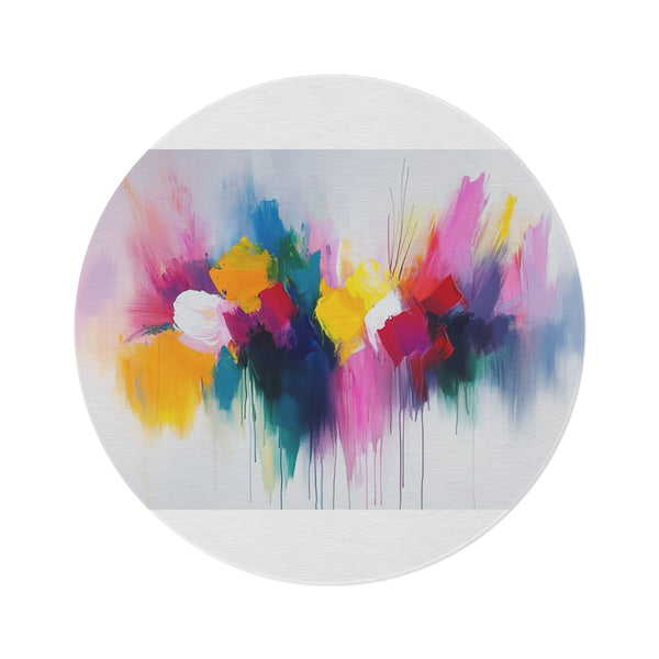"Color Burst Abstract Round Rug"