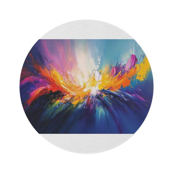 "Colorburst Abstract Round Rug: Vibrant, Stylish, Unique"