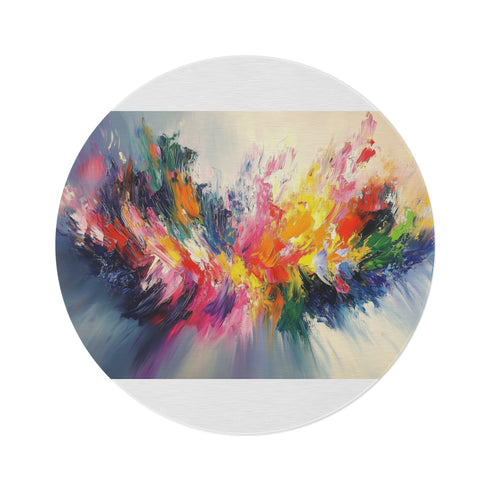 "Colorful Abstract Burst Round Rug"