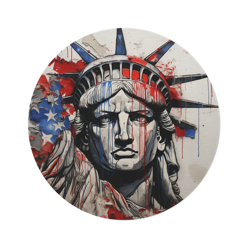 "Colorful American Flag Round Rug"