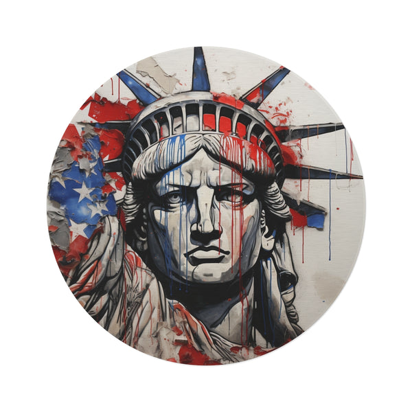 "Colorful American Flag Round Rug"