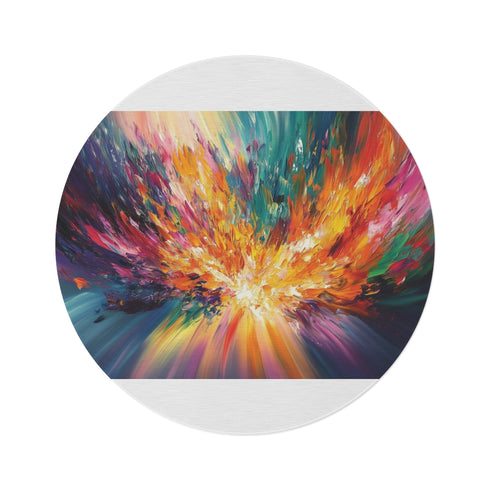 "Colorful Burst Abstract Round Rug"