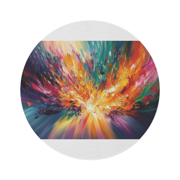"Colorful Burst Abstract Round Rug"