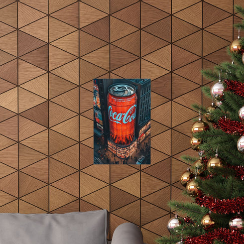 Colossal transparent Coca-Cola can poster for Back to School.