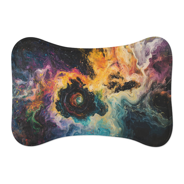 Cosmic Chaos Pet Mat: Vibrant, Swirling Design