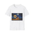 Cosmic Fire Dancer Under Moonlight Graphic Unisex Softstyle T-Shirt - Front View