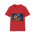 Cosmic Fire Dancer Under Moonlight Graphic Unisex Softstyle T-Shirt - Red Variant