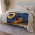 Cosmic Fire Dancer under Moonlight Plush Fleece Throw Blanket