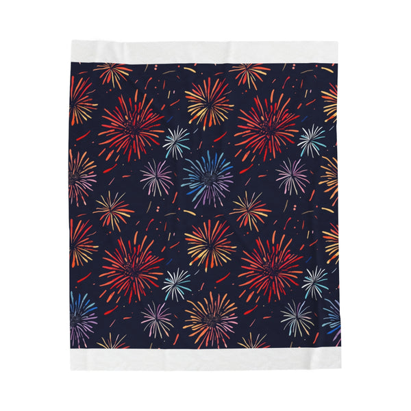 "Cozy Celebration Blanket: Festive Fireworks"