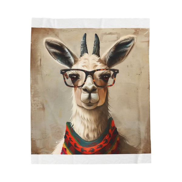"Cozy Hipster Llama Blanket: Glasses Included!"