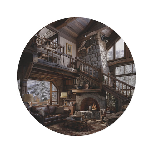 "Cozy Rustic Mountain Cabin Rug"