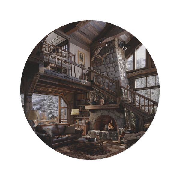 "Cozy Rustic Mountain Cabin Rug"
