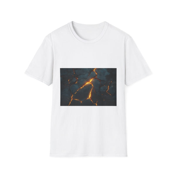 Cracked Earth with Glowing Veins Graphic Unisex Softstyle T-Shirt - Front View