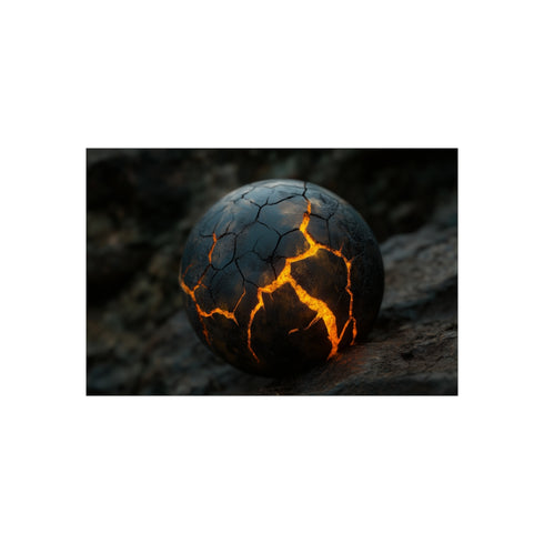 Cracked Planet with Fiery Lava