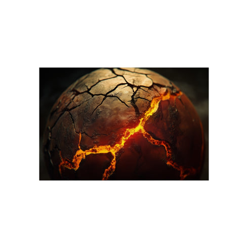 Cracked Planet with Lava Veins