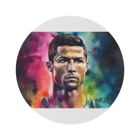 "Cristiano Ronaldo Neon Watercolor Rug"