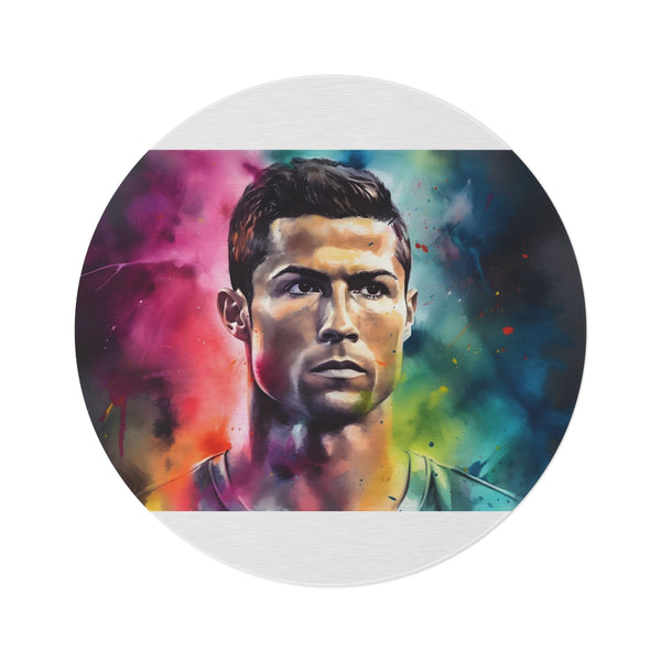 "Cristiano Ronaldo Neon Watercolor Rug"