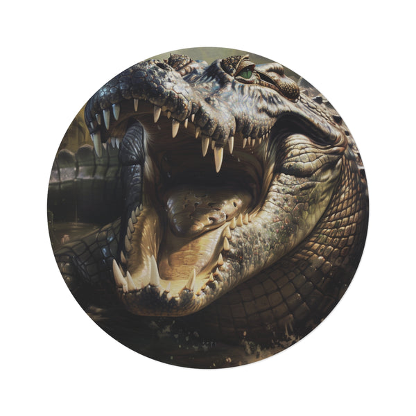 "Crocodile Chic Round Rug: Exotic Elegance"