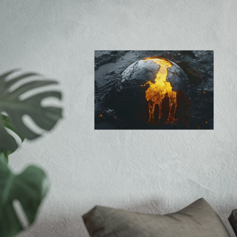 Crumbling Planet Leaking Golden Lava