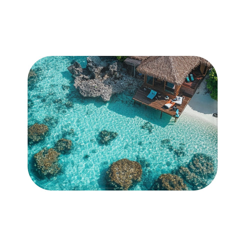 "Crystal Clear Blue Sea Bath Mat"