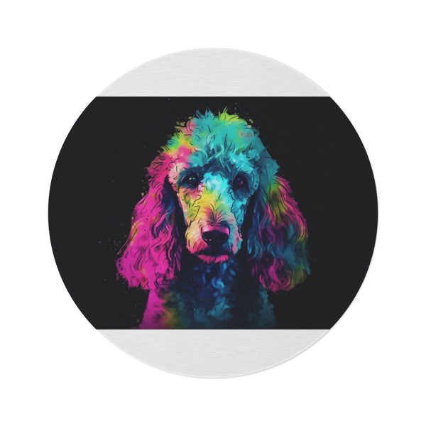 "Cuddly Poodle Paradise Round Rug"